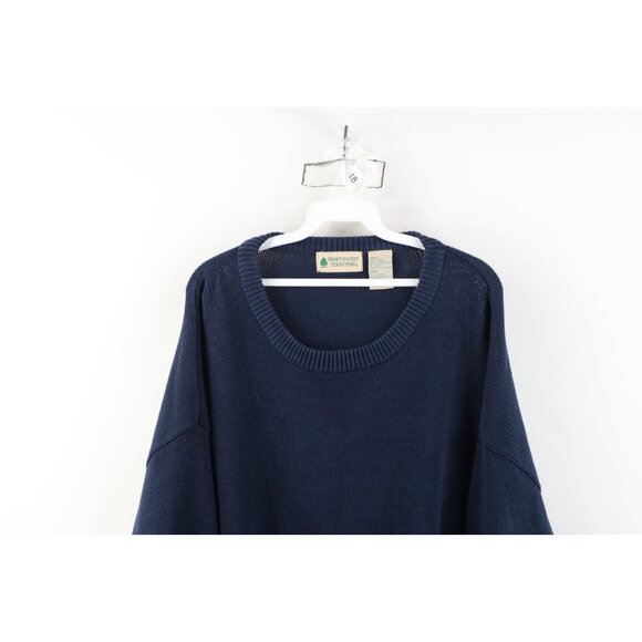 Vintage 90s Streetwear Mens 3XL Faded Blank Cotton Ribbed Knit Crewneck Sweater - Picture 2 of 4